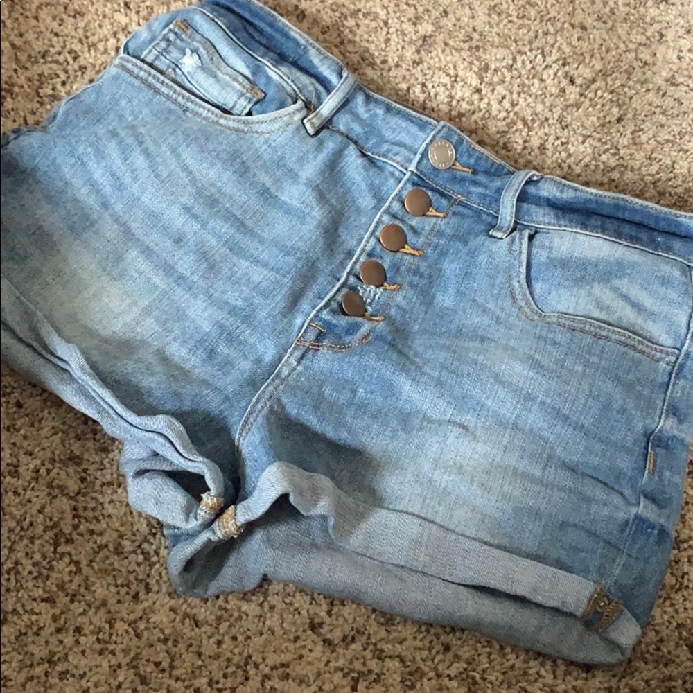 Multi Button Jean Shorts